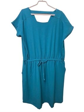 Suzy Shier Teal V-Neck Textured Tunic Dress Size XXL